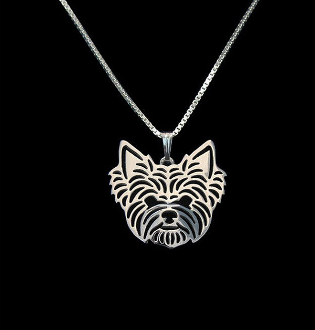 Gold & silver Yorkshire Terrier Necklace 3D Cut