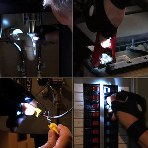 Fishing Magic Strap Fingerless Glove LED Torch Cover