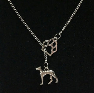Fashion Vintage silver Greyhound Dog &cat/dog paw charm Pendant sweater chain suitable necklace DIY jewelry AccessoriesX112